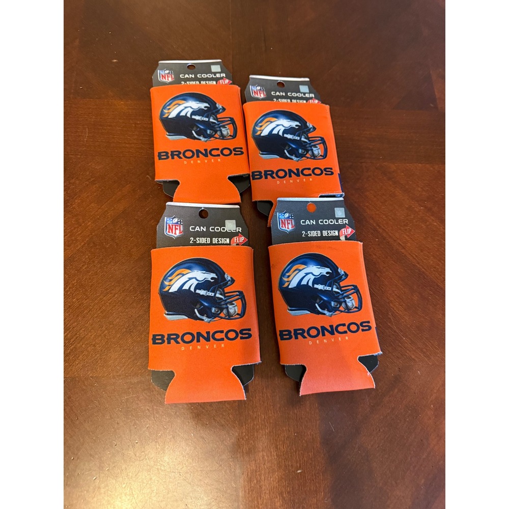 Denver Broncos NFL Can Cooler 4 Pack Sided United In Orange Beverage Insulator